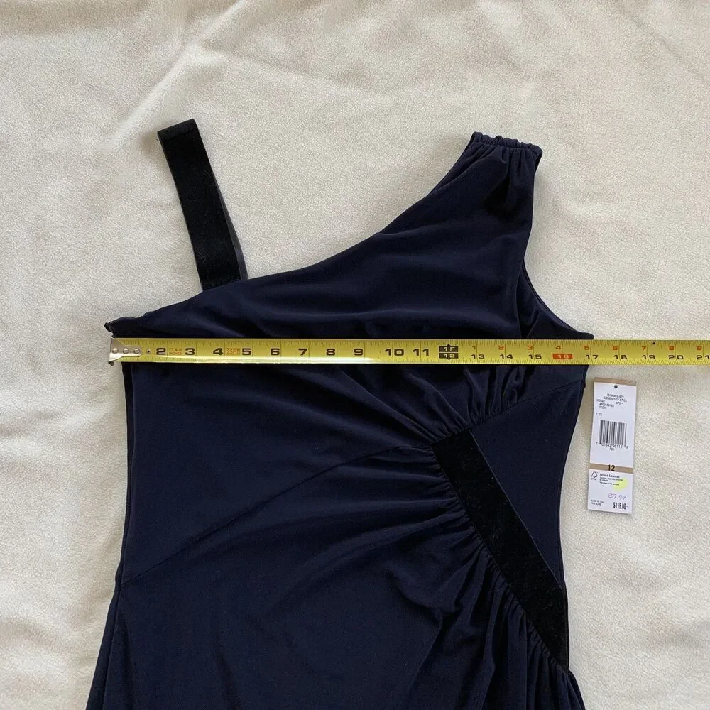 NINE WEST Indigo Blue Sheath Velvet Velour Sleeveless Dress Women's Size 12 NWT - Picture 12 of 12